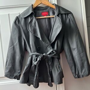 Elle Women's Charcoal Double-Breasted Blazer gray grey size large new cotton